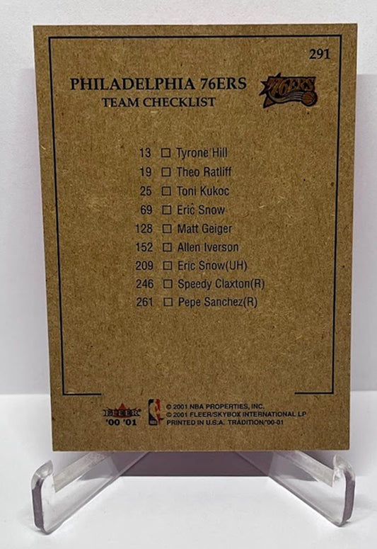 2000-01 Fleer Team Checklist Allen Iverson Philadelphia 76ers #291