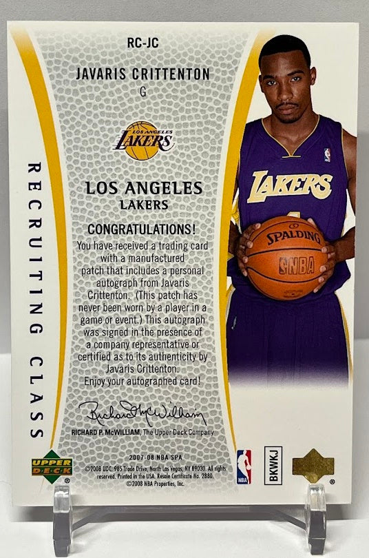 2007-08 Upper Deck SP Recruiting Class AU Javaris Crittenton Lakers 12/50 *2