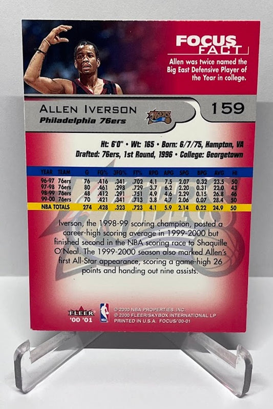 2000-01 Fleer Focus Allen Iverson Philadelphia 76ers #159