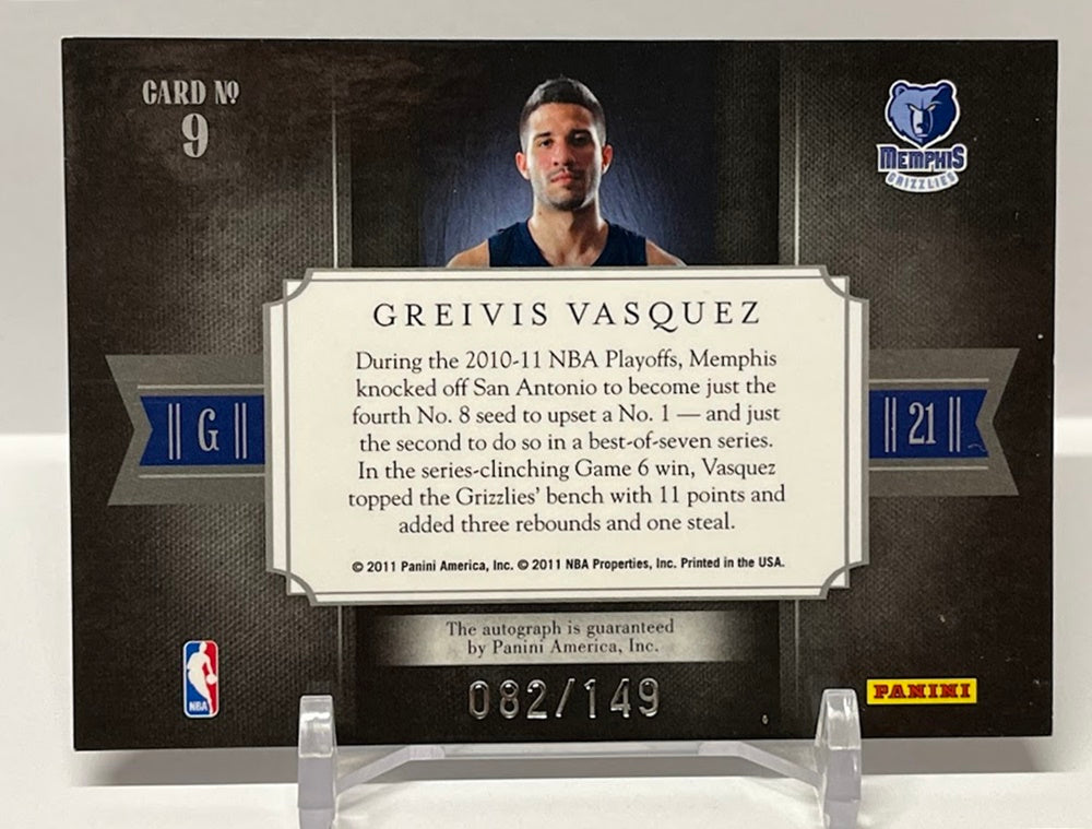 2010-11 Panini Black Box The Rookies AU Greivis Vasquez Grizzlies 082/149 #9