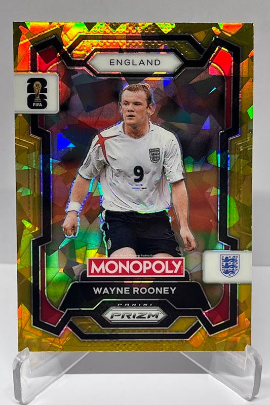 2026 Panini Monopoly Prizm FIFA World Cup Gold Cracked Ice Wayne Rooney #27