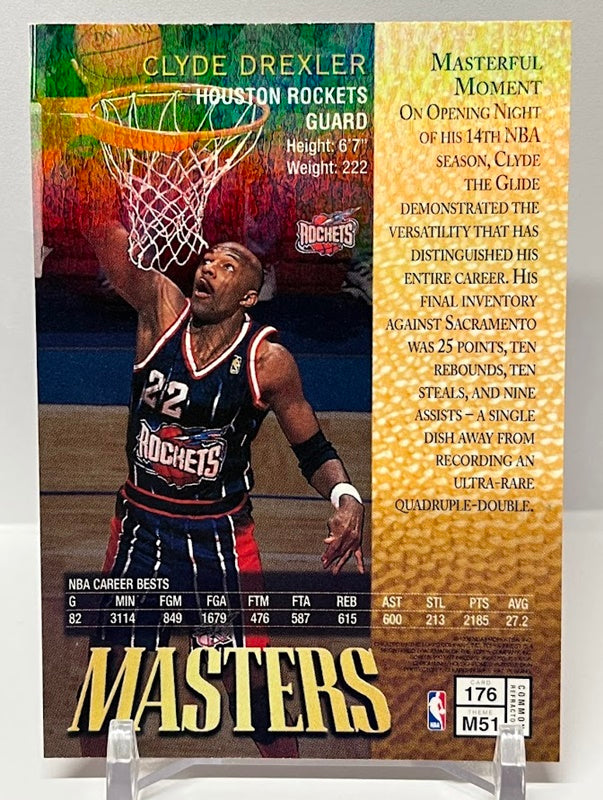 1998 Topps Finest Masters Refractor Clyde Drexler Rockets *2