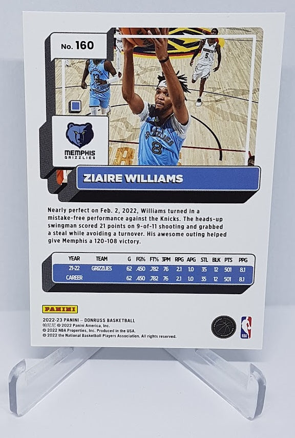 2022-23 Panini Donruss Laser Ziaire Williams Memphis 145/149 #160