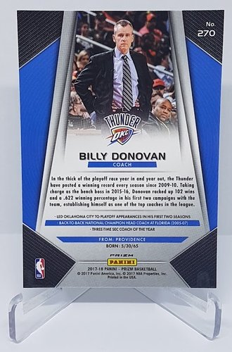 2017-18 Panini Prizm Green Billy Donovan OKC Thunder #270