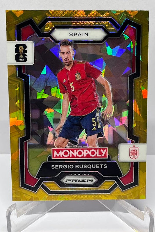 2026 Panini Monopoly Prizm FIFA World Cup Gold Cracked Ice Sergio Busquets #45