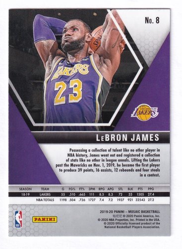 2019-20 Panini Mosaic LeBron James Lakers #8