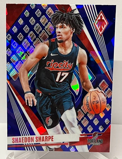 2023-24 Panini Phoenix Blue Cracked Ice Shaedon Sharpe Portland #29