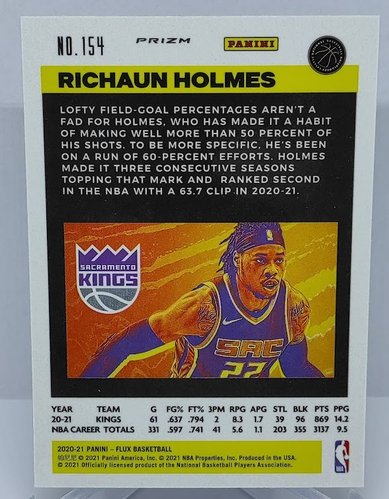 2020-21 Panini Flux Pink Richaun Holmes Kings #154