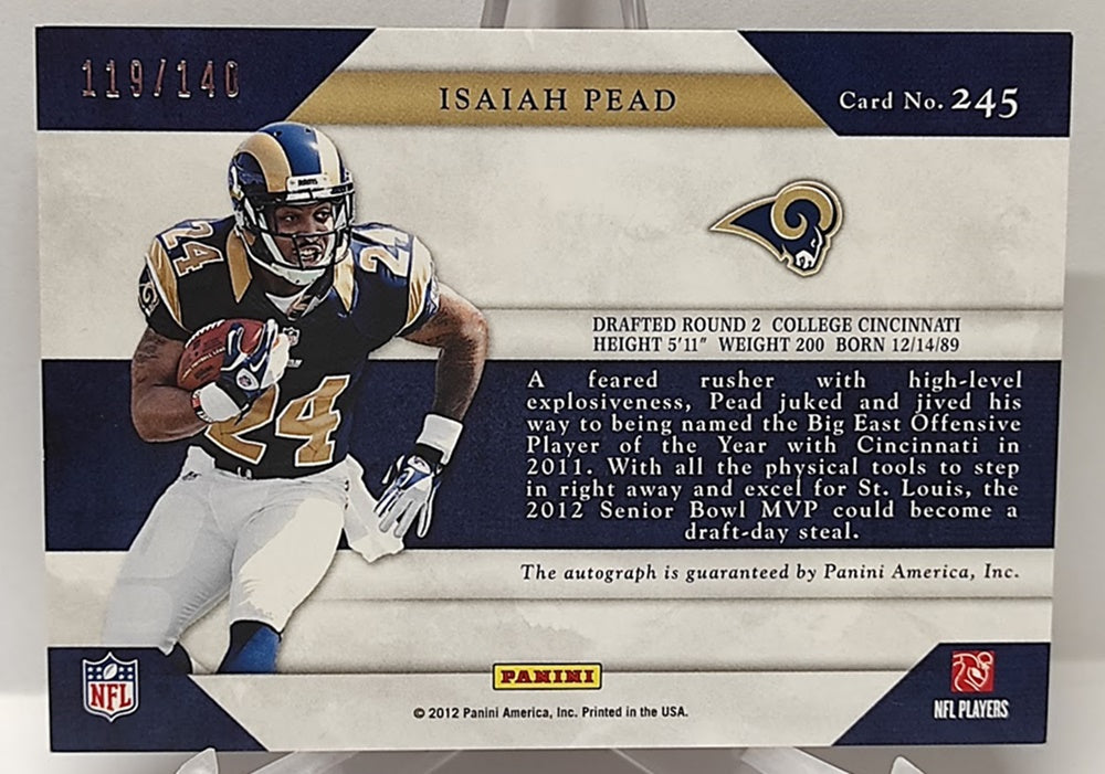 2012 Panini Prominence Embroidered Team Patches RC Isaiah Pead Rams 119/140