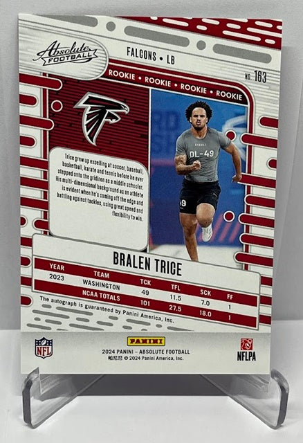 2024 Panini Absolute Auto RC Bralen Trice Atlanta Falcons #163 *3