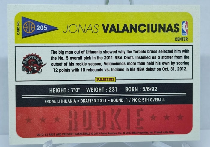 2012-13 Panini Past & Present Rookie Jonas Valanciunas Toronto Raptors #205
