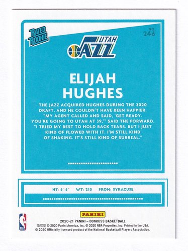 2020-21 Panini Donruss RC Elijah Hughes Jazz #246