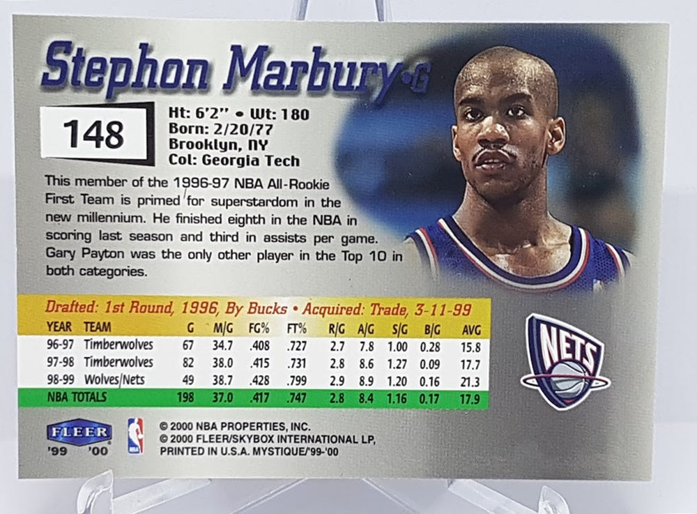 1999-2000 Fleer Mystique Stephon Marbury Nets 1611/2500 #148