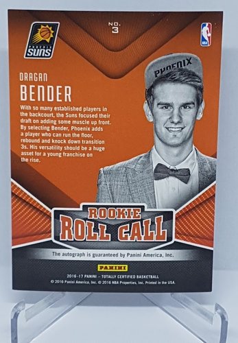 2016-17 Panini Totally Certified Rookie Roll Call RC Dragan Bender Suns