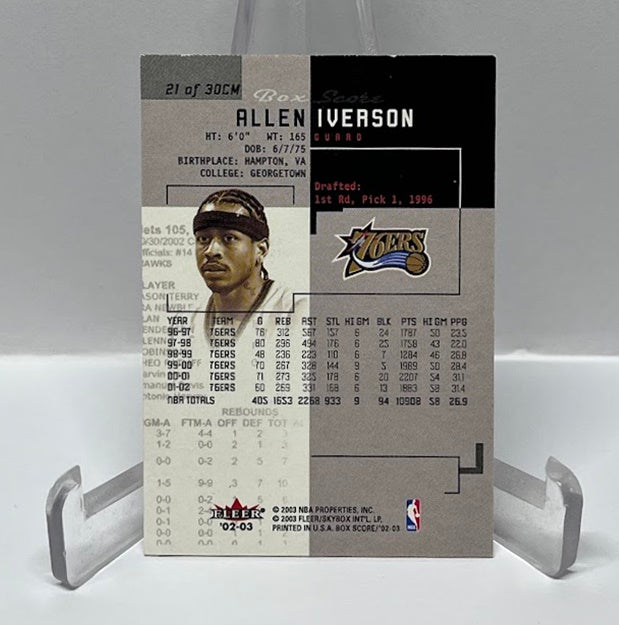 2002-03 Fleer Box Score Mini Card Allen Iverson Philadelphia 76ers #21