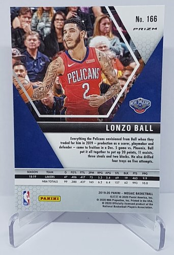 2019-20 Panini Mosaic Pink Prizm Lonzo Ball Pelicans #166