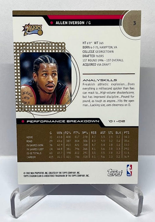 2002 Topps Stadium Club GOLD Allen Iverson Philadelphia 76ers #3