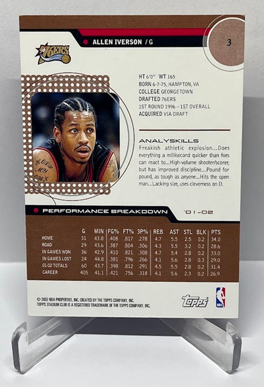 2002 Topps Stadium Club BRONZE Allen Iverson Philadelphia 76ers #3