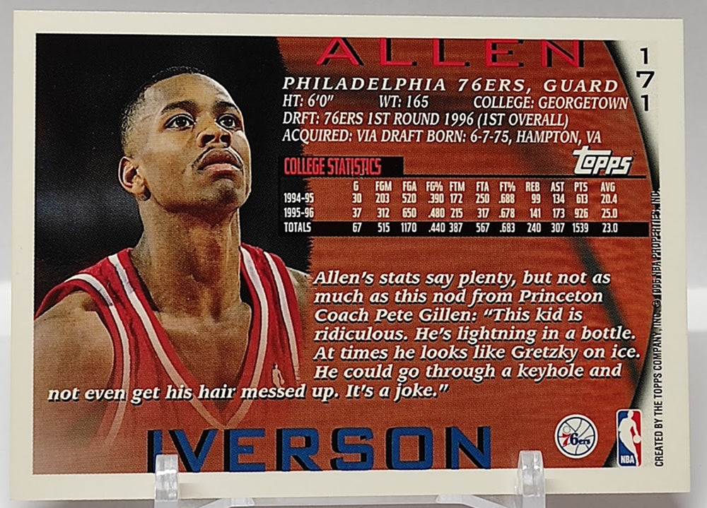 1996-97 Topps Rookie RC Allen Iverson 76ers #171 *2