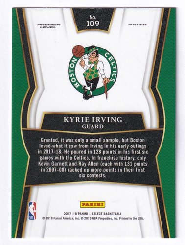 2017-18 Panini Select Prizm Kyrie Irving Celtics #109