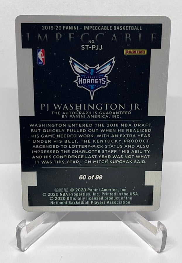 2020 Panini Impeccable Stainless Stars AU on Card RC PJ Washington 60/99
