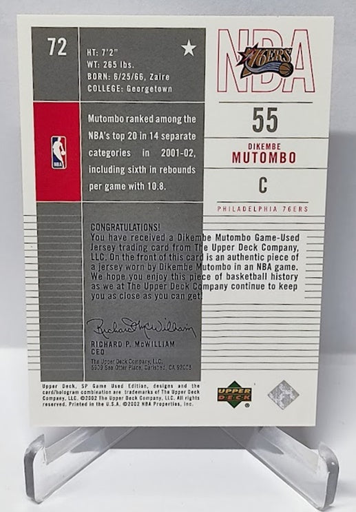 2002-03 Upper Deck SP Game Used Edition Dikembe Mutombo 76ers #72