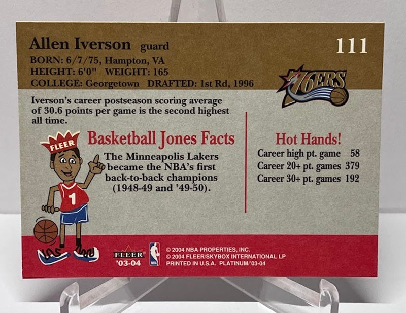 2003-04 Fleer Platinum Allen Iverson Philadelphia 76ers #111