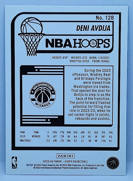 2023-24 Panini Hoops Hyper Blue Deni Avdija Wizards #128