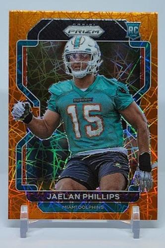 2021 Panini Prizm Orange Lazer Prizm RC Jaelan Phillips Dolphins #377 *1