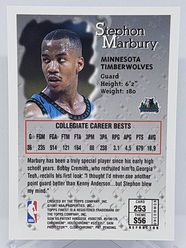 1997 Topps Finest Sterling Refractor Stephon Marbury Timberwolves