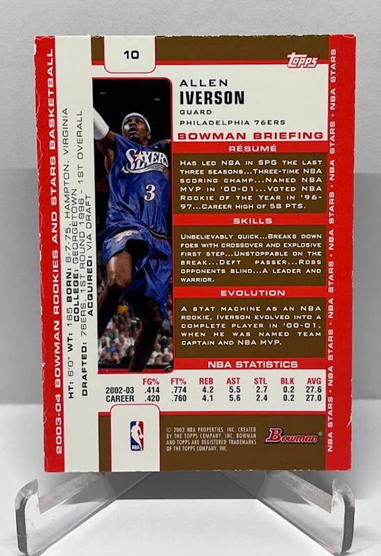 2003-04 Topps Bowman Rookies and Stars Allen Iverson Philadelphia 76ers #10