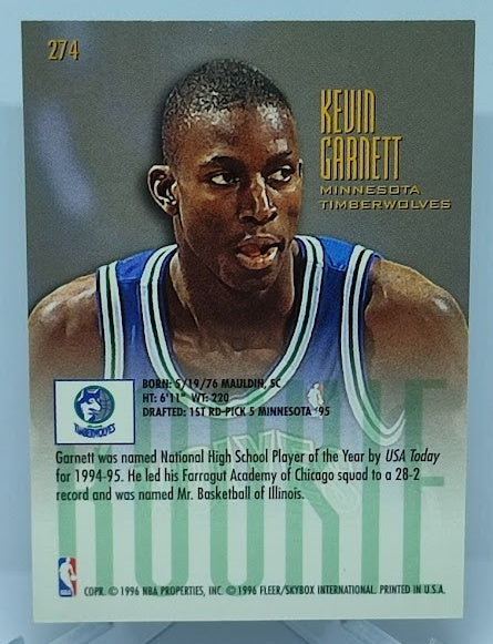 1995-96 Fleer Ultra Rookie Kevin Garnett Minnesota #274