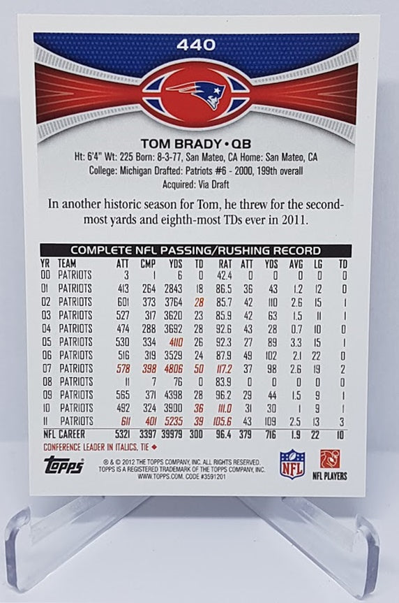 2012 Topps Tom Brady New England Patriots #440