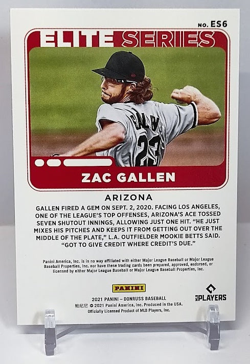 2021 Panini Donruss Elite Series Rapture Zac Gallen Arizona