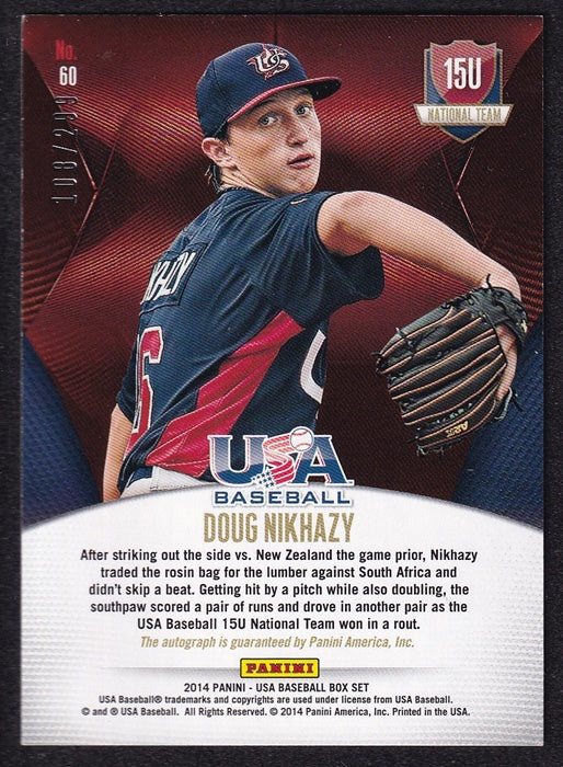 2014 Panini USA Baseball National Team Signatures Doug Nikhazy 108/299