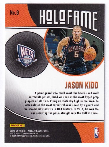 2020-21 Panini Mosaic Holo Fame Jason Kidd Nets #9