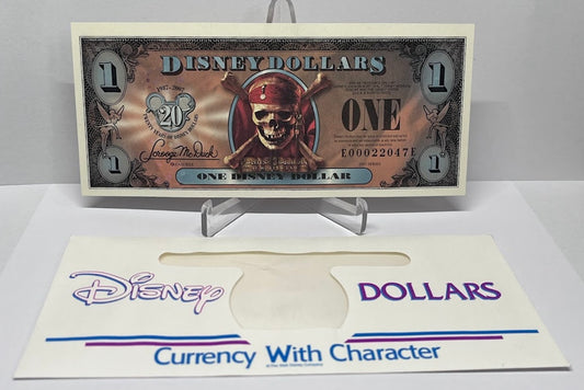 $1 Disney Dollar 20 Years 2007 Pirates of the Caribbean Empress uncirculated A