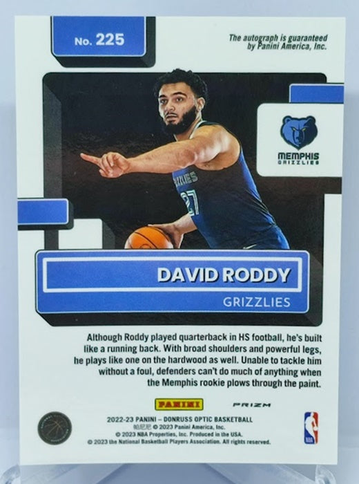 2022-23 Panini Donruss Optic AU Rated Rookie Choice David Roddy Grizzlies #225