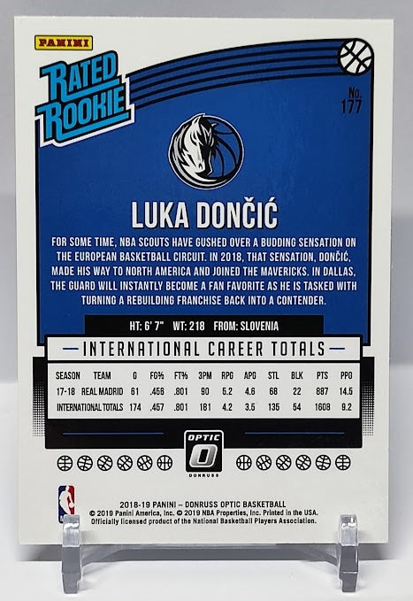 2018-19 Panini Donruss Optic Rated Rookie Luka Doncic Mavericks *2