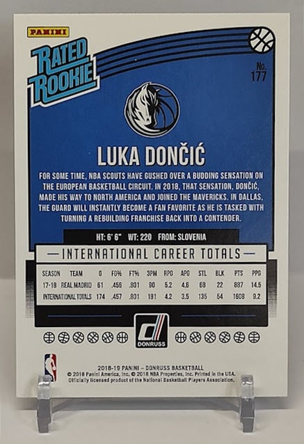 2018-19 Panini Donruss Rated Rookie Luka Doncic Mavericks *2