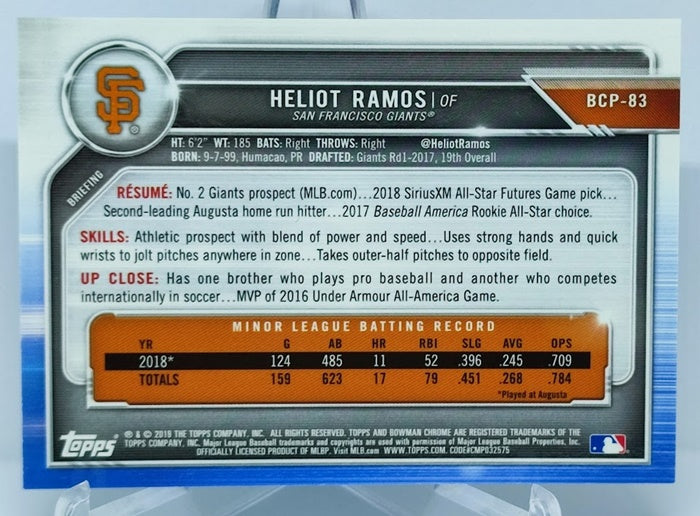 2019 Topps Bowman Chrome Purple Heliot Ramos San Francisco 110/250