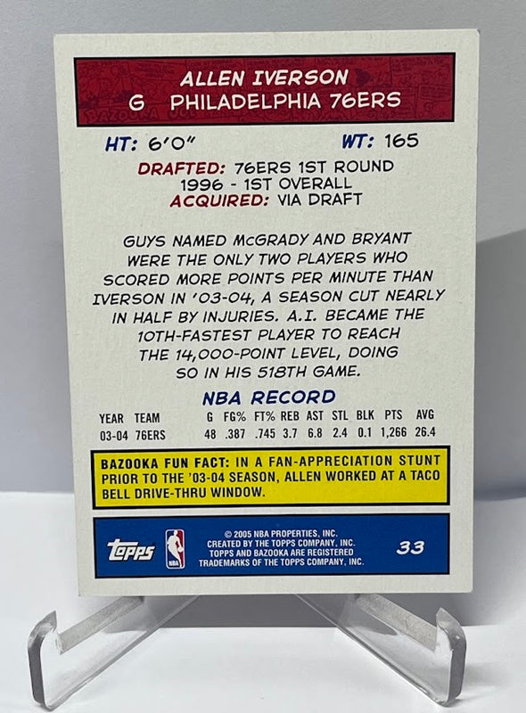3 Card Lot 2005 Topps Bazooka Allen Iverson Philadelphia 76ers #165 Sticker Mini