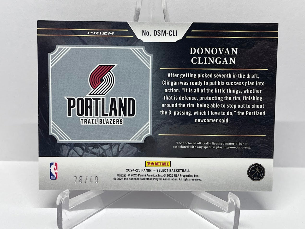 2024-25 Panini Select Draft Selections Copper Prizm Donovan Clingan 28/49