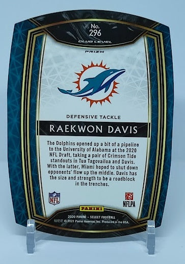 2020 Panini Select Prizm Die-Cut RC Raekwon Davis Dolphins #296 *1