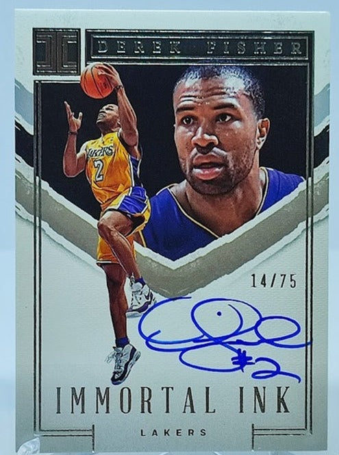 2022-23 Panini Impeccable Immortal INK AU Derek Fisher Lakers 14/75