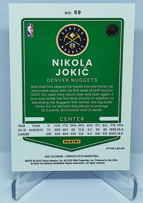 2021-22 Panini Donruss Optic Blue Velocity Prizm Nikola Jokic Nuggets #59