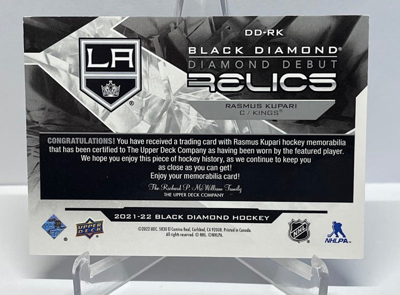 2021-22 Upper Deck Black Diamond Debut Relics Rasmus Kupari Kings