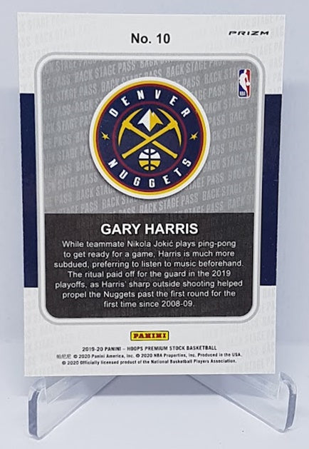 2019-20 Panini Hoops Prizm Backstage Pass Gary Harris Nuggets #10