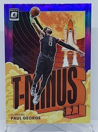 2021-22 Panini Donruss Optic Purple Prizm T-Minus Paul George Clippers #9