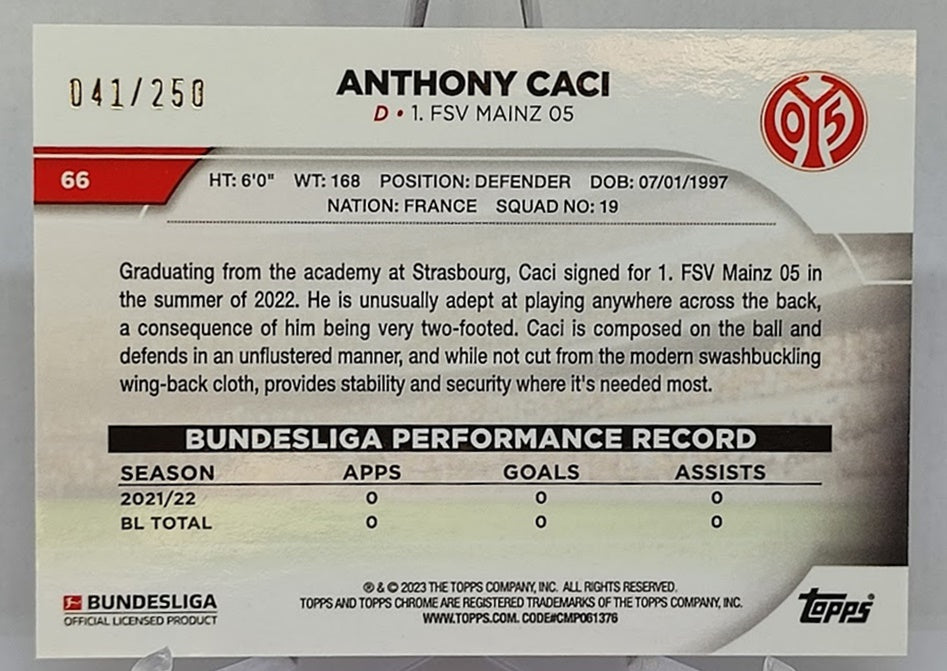 2022-23 Topps Chrome Bundesliga Anthony Caci Mainz 041/250 #66